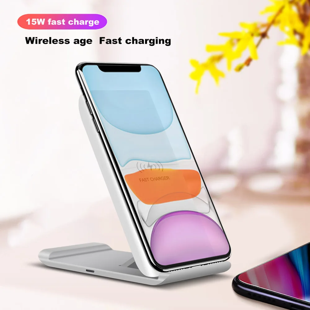 Qi Wireless Charger Stand 15W Fast Charging for Huawei P40 Pro Samsung S20 S10 Charge Station iPhone 11 X XS XR | Мобильные телефоны