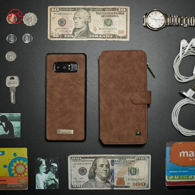 CaseMe чехол для телефона SAMSUNG Galaxy Note 8 9 10+ S7 Edge S8 S9 S10 Plus ретро кожаный магнитный кошелек на молнии задняя крышка чехол