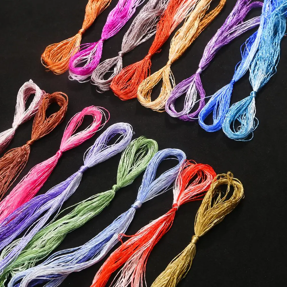 Высококачественные 20 метров разноцветные нитки для вышивки крестом шелковая