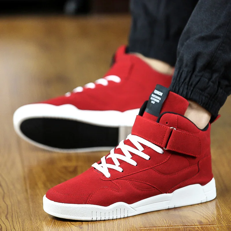 Hook Loop Men Canvas Casual Shoes High Top Sewing Flat Vulcanize Solid Lace-Up Spring Autumm Breathable Boys Sneakers | Обувь