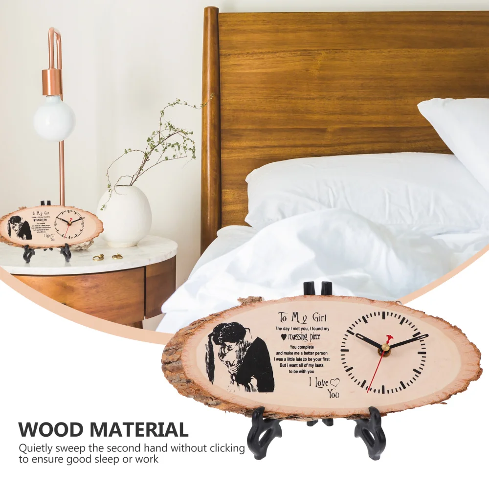 

1pc Delicate Ornament Desktop Clock Decor Artware Desktop Ornament (Wood)