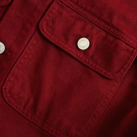 Женская ВИНТАЖНАЯ ДЖИНСОВАЯ КУРТКА, бордовая модная куртка с длинным рукавом и бантом, с карманами, джинсовая куртка с отложным воротником, 2020