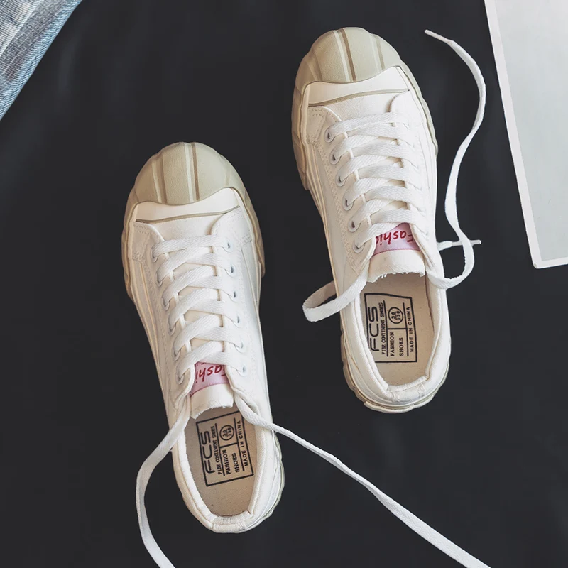 Женская парусиновая обувь Женские кроссовки на шнуровке Модные однотонные туфли