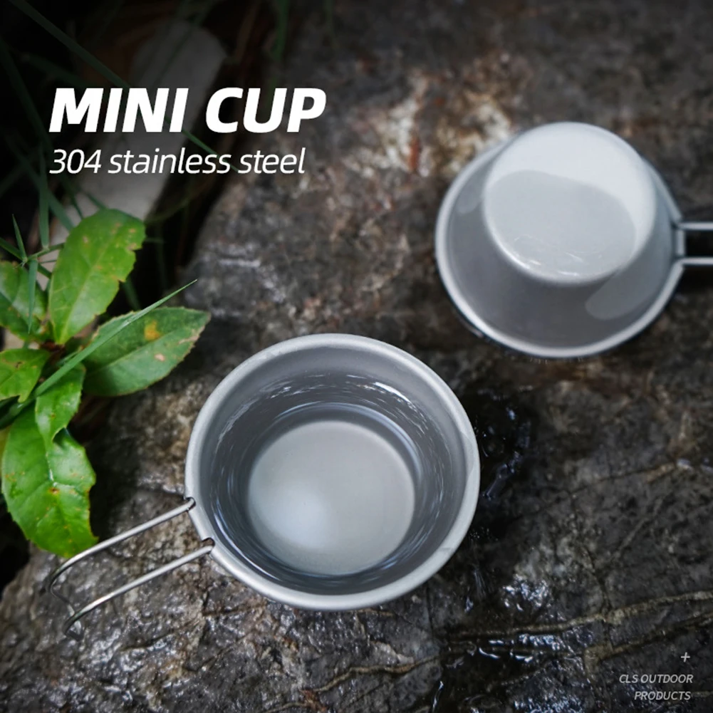 

50Ml Stainless Steel Cups with Handle Outdoor Camping Cup Outdoor Cup Lightweight Portable Water Cup for Camping Barbecue Need