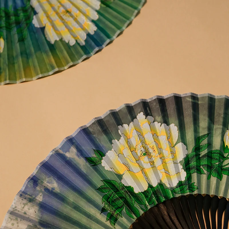 

fan wave tie dye folding fan women's ancient fan Hanfu folding fan portable ancient fan folding fan female tassel