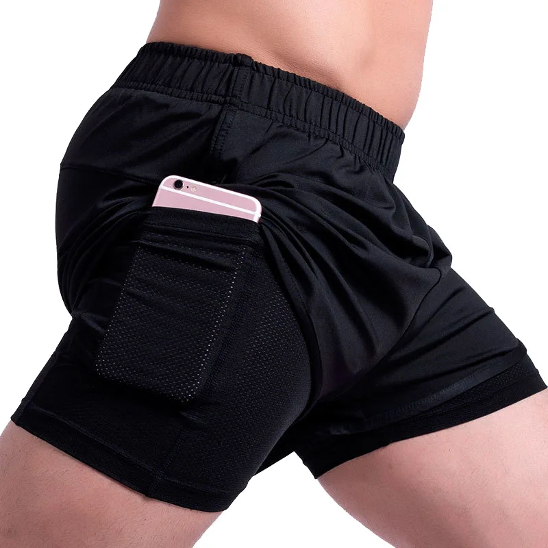 

New Sports Pants Men's Stretch Quick-drying Fake Two-piece Fitness Shorts Track and Field Running Training Shorts Men