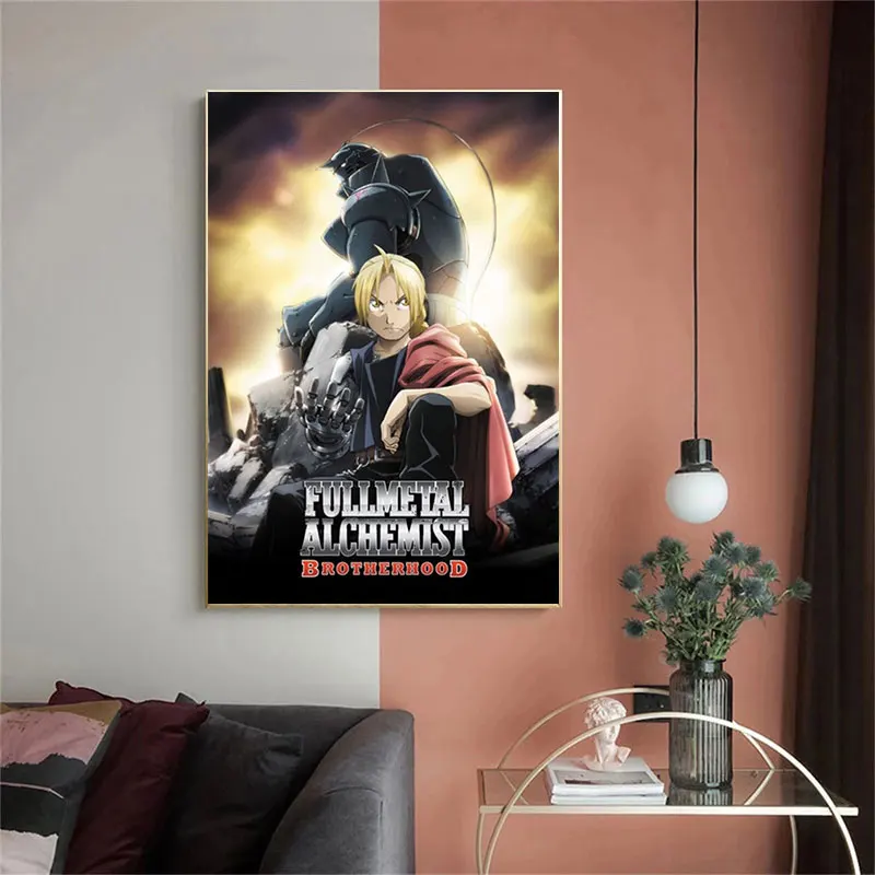 

Полнометаллические аниме постеры алхимика братства Эдвард манга Картина на холсте Картина декор комнаты для спальни украшение дома