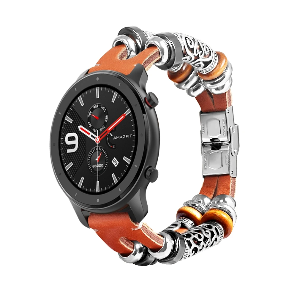 22 мм для смарт часов AMAZFIT Stratos 2S Pace ремешок из натуральной кожи браслет xiaomi huami amazfit