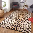 Ковер с леопардовым принтом для гостиной, 3D Яркий кожаный ковер с животными для спальни, противоскользящие напольные коврики, прикроватная тумба
