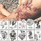 1 шт., временная татуировка, черный цветок, татуировка, рукав, переводная татуировка, тату Кот, роза, татуировка, боди-арт, сексуальная татуировка, рука для пары