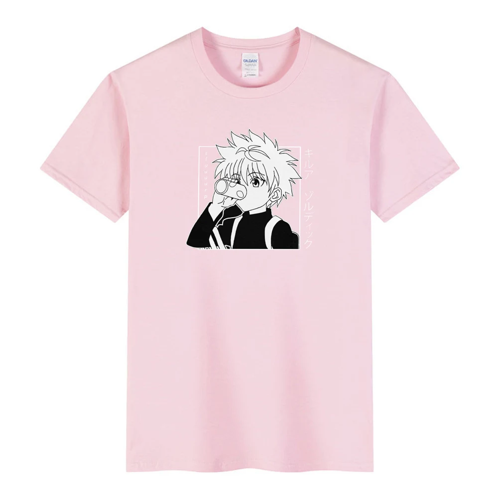 

Kawaii Hunter X футболка с изображением охотника для мужчин и женщин, футболка с коротким рукавом Killua Zoldyck, приталенная, мягкая хлопковая Аниме Ман...