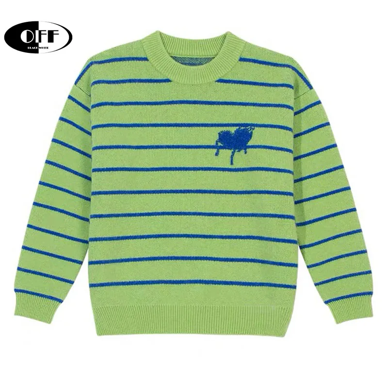 Осенне-зимние свободные полосатые свитера женская одежда с длинным рукавом