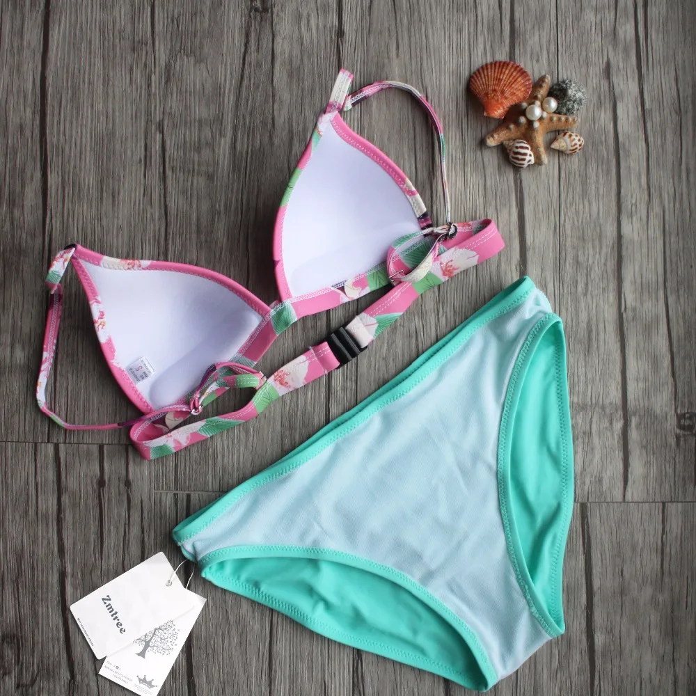 ZMTREE пикантный Женский комплект бикини 2016 новый стиль с цветочным узором