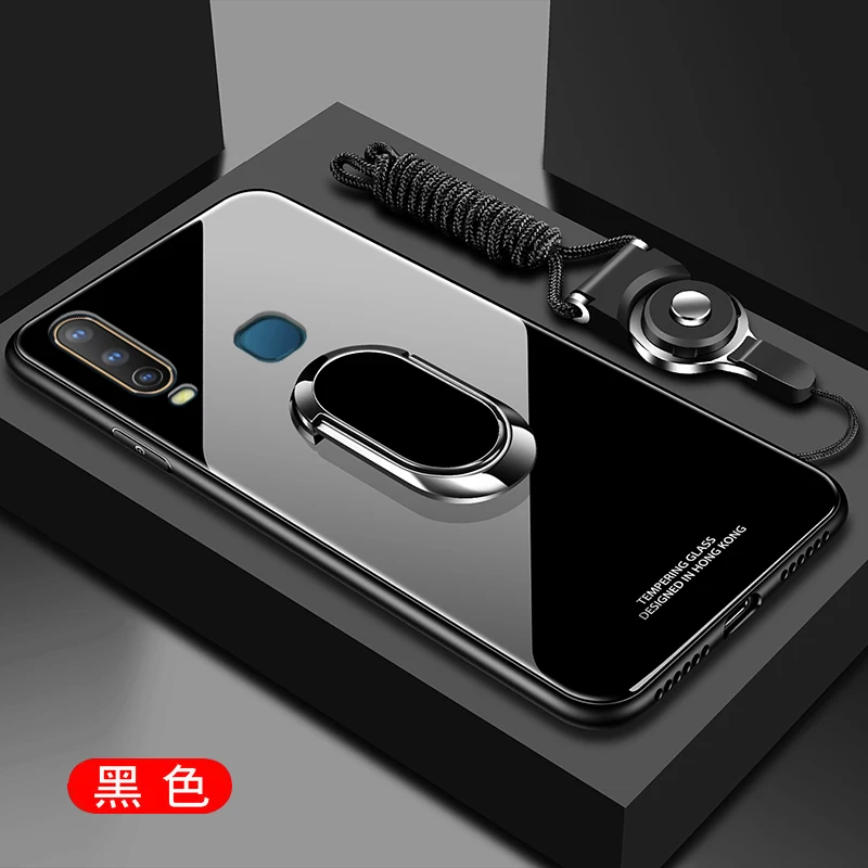 Чехол для Huawei Y5P Y6P роскошный Твердый закаленный стеклянный чехол с подставкой и