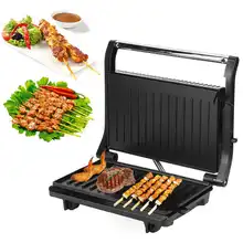 Multifunctional Grill Pan Smokeless Barbecue BBQ Tools Household Panini Breakfast Maker Double Heating Grilled Steak Machine