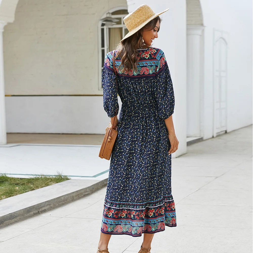 

2020 spring and summer new original design bohemian floral dress
