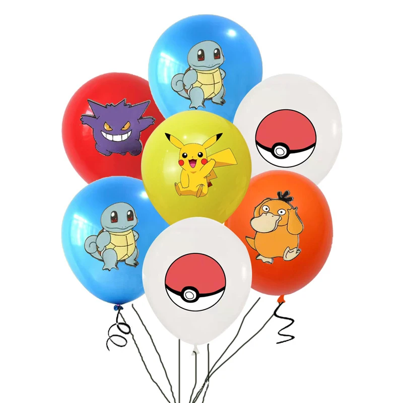 

New10/20pcs Pokemon theme Pikachu Little Fire Dragon Jenny Turtle Cartoon Latex Balloon Children's birthday party decor balloons