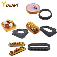 ydeapi 6pcs mousse circle cutter decorating tool french dessert diy cake mold perforated ring non stick bakeware tart