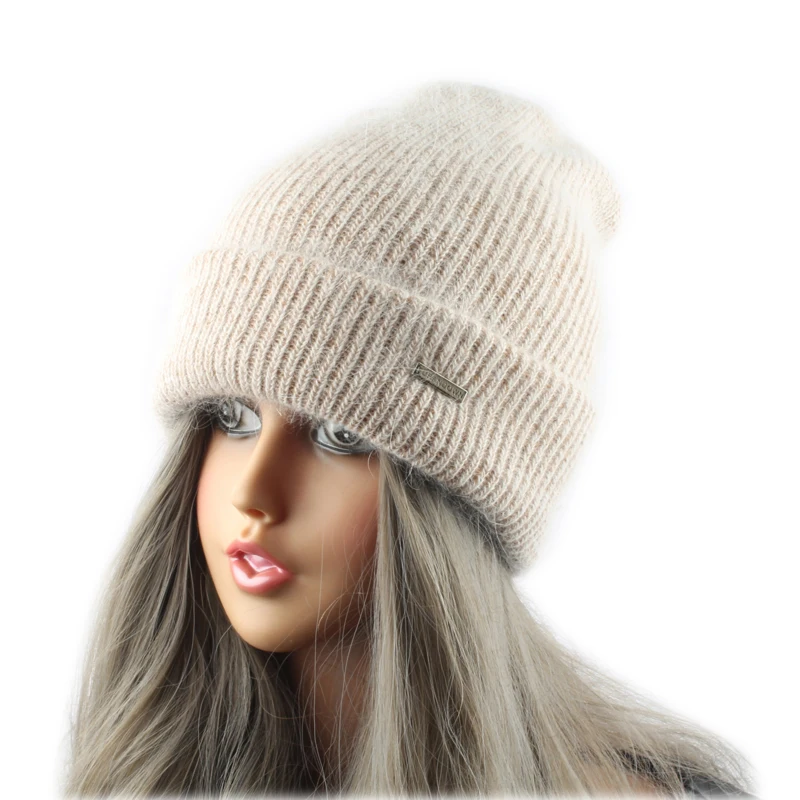 

2022 New Winter Hat For Women Real Rabbit Fur Knitted Beanie Ladies Thick Warm Angora Wool Hat Female Skullies Beanies