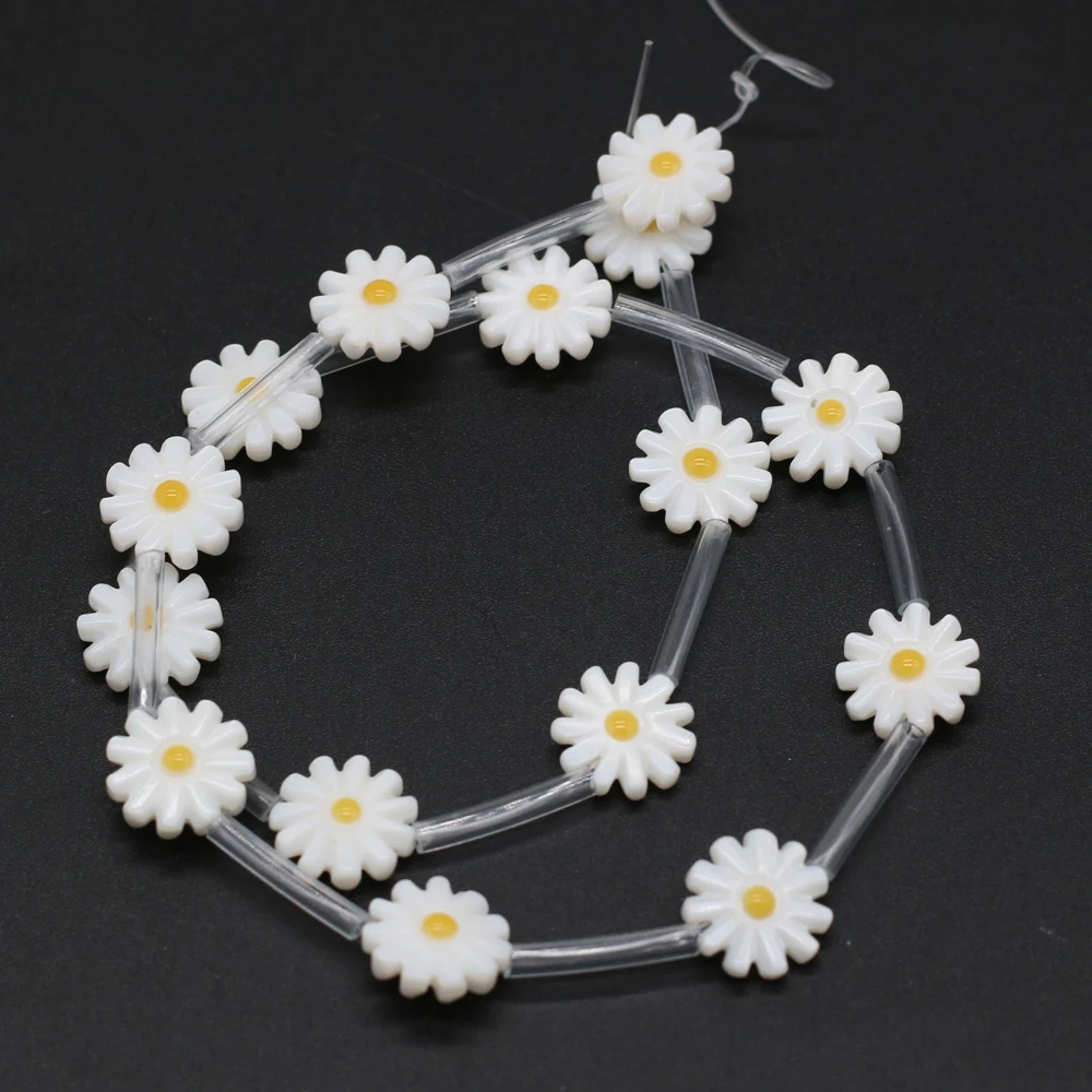 

Fine Natural Pearl Shell Sun Flower Beads White Freshwater Shell Spacer Bead for Jewelry Making DIY Necklace Bracelet Gifts