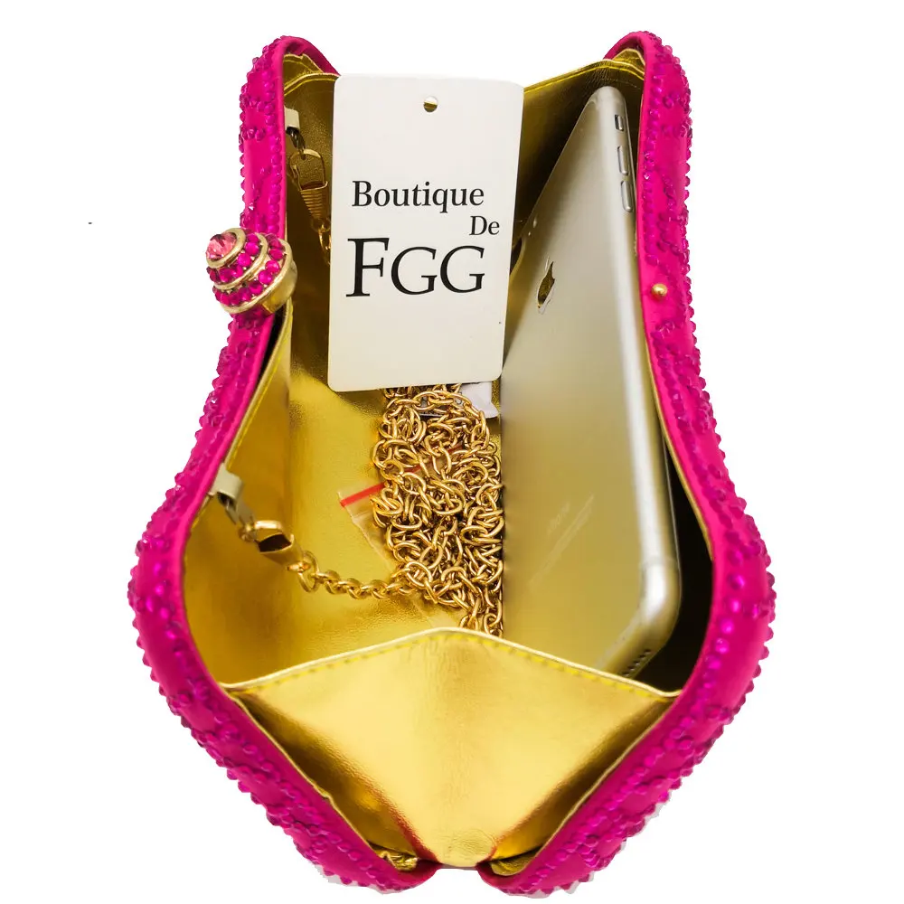 Женский Вечерний Клатч Boutique De FGG ярко розовый клатч с кристаллами торжественный