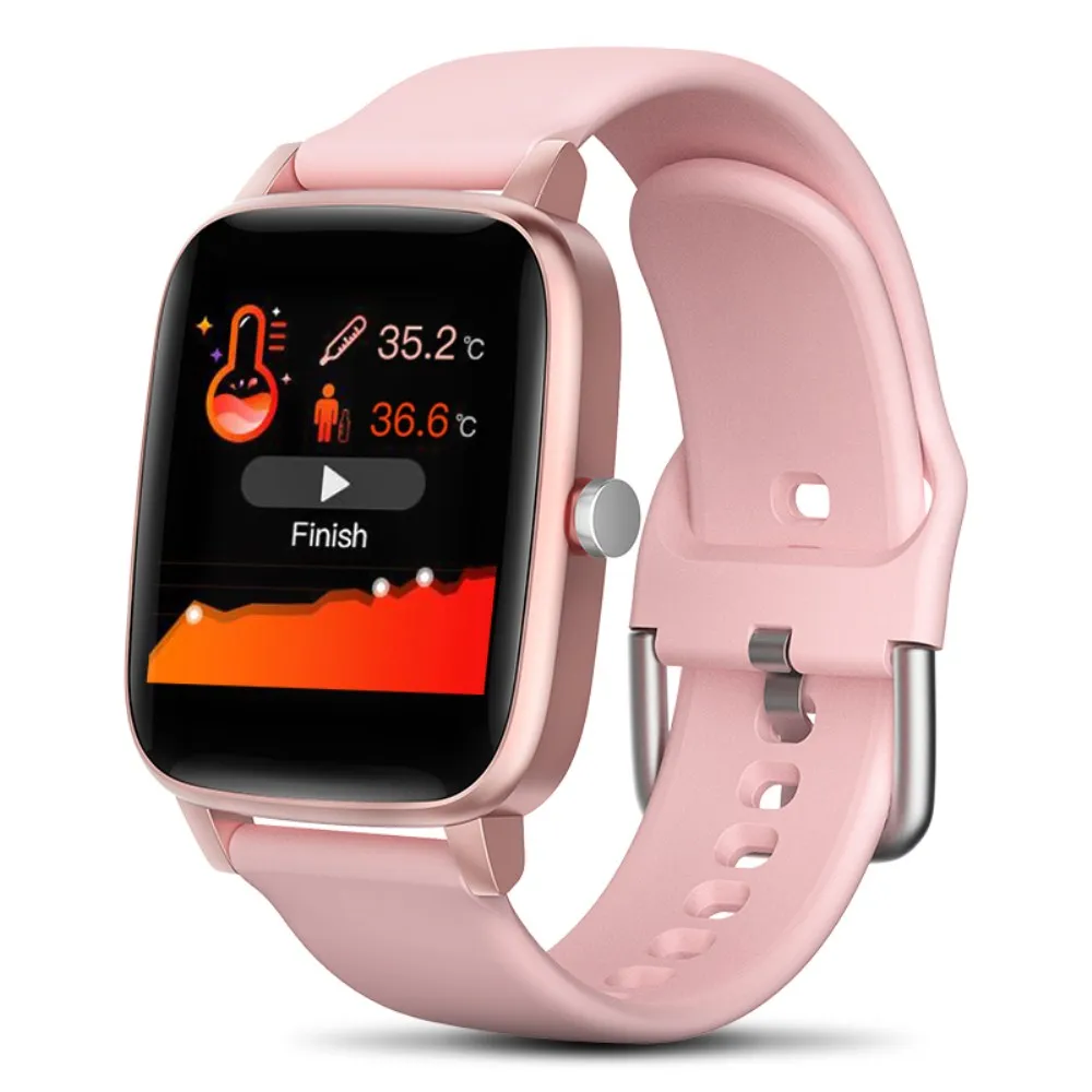 

woman Smart Watch with Body Temperature Measure Heart Rate Blood Pressure Oxygen Monitor Smart Wristband Sport Fitness WatchPink