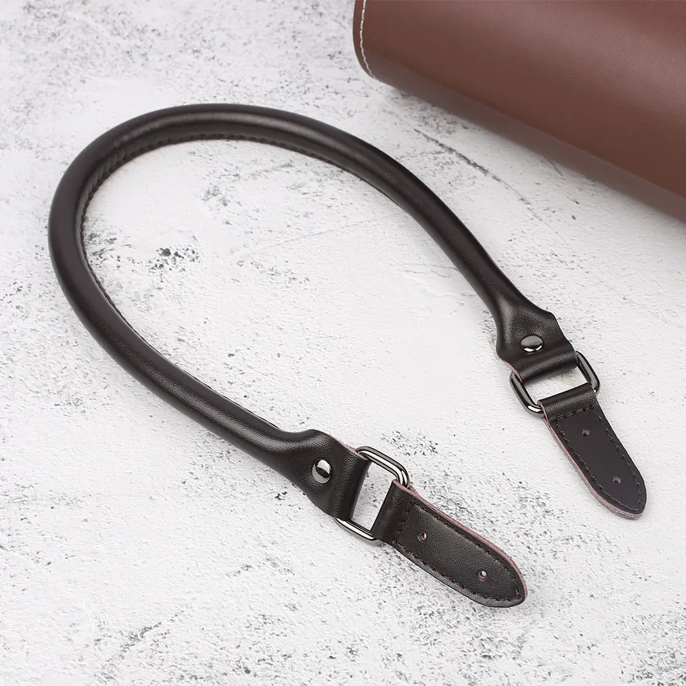 1pair 57cm Handle Bag Straps Genuine Leather Shoulder Bag Handle Belt DIY Replacement Accessories Dark Coffee Handmade Bag Strap