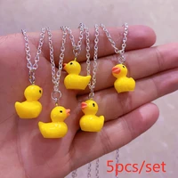 5 piecesset of cute little yellow duck necklace mini simulation sweet necklace fashion creative gift children gift