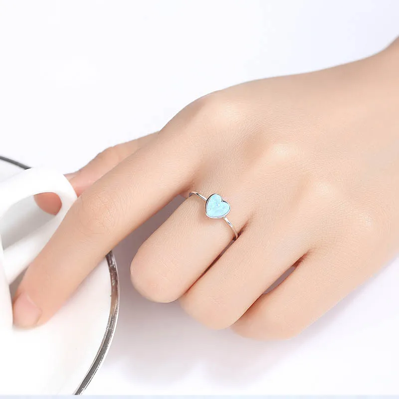 

Jellystory Classi Silver 925 jewelry Rings for Women Heart shaped Opal Gemstones Wedding Engagement Party Gifts Ring wholesale