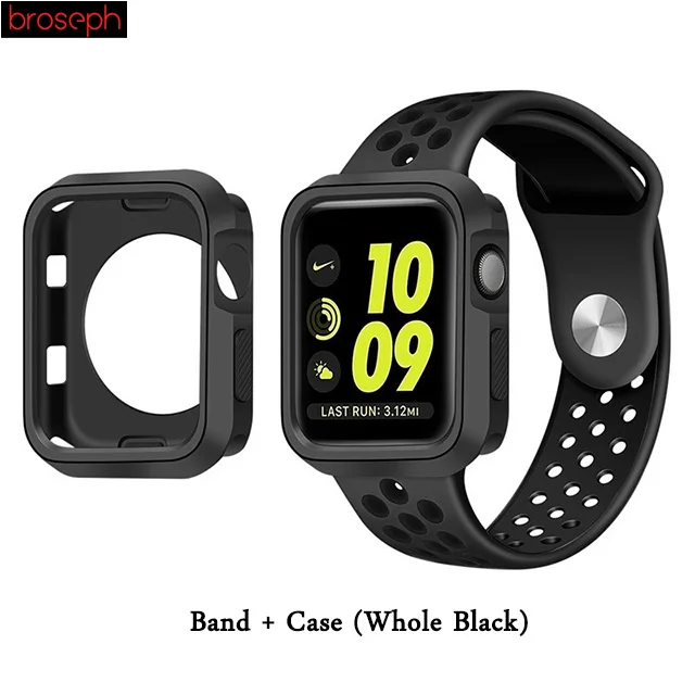 Black-1 Watch Protector Bumper for Apple watch 4 Case 40mm 44mm Silicone Watch Cases Cover for Iwatch Series 3 2 1 Strap 38mm 42mm - Цвет: Black-1