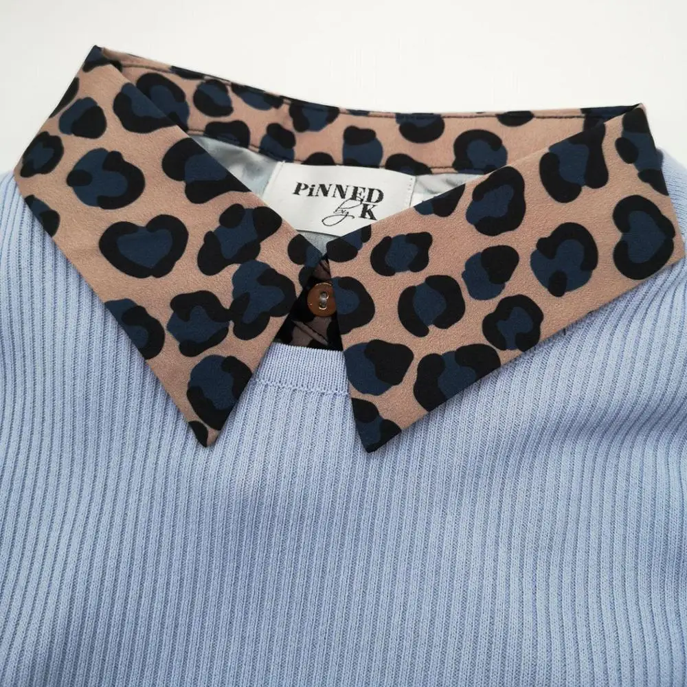 Леопардовый съемный воротник Женская накладная Цветочная майка с принтом блузка