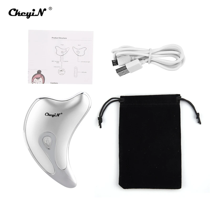 Электрический массажер для лица и шеи микротоковый пластина гуаша тепловая