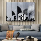 Черно-белый эскиз, бессрочная картина со временем на холсте, абстрактные постеры и принты, настенные картины для декора гостиной