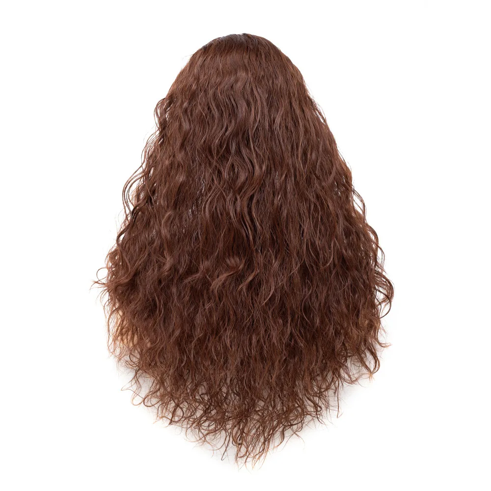 

DAN NO Brown Medium Long Curly Hair Wig High Temperature Fluffy Women Daily Wig
