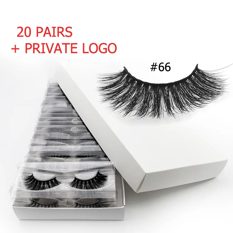 20pairs66WWITHLOGO 20 пар оптом ресницы Объемные ресницы Макияж 3d норковые ресницы накладные ресницы оптом натуральные накладные Ресницы cilios - Цвет: 20pairs66WWITHLOGO
