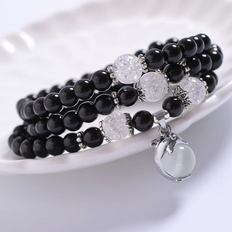 Женские Длинные Браслеты с бусинами из натурального камня винтажные браслеты