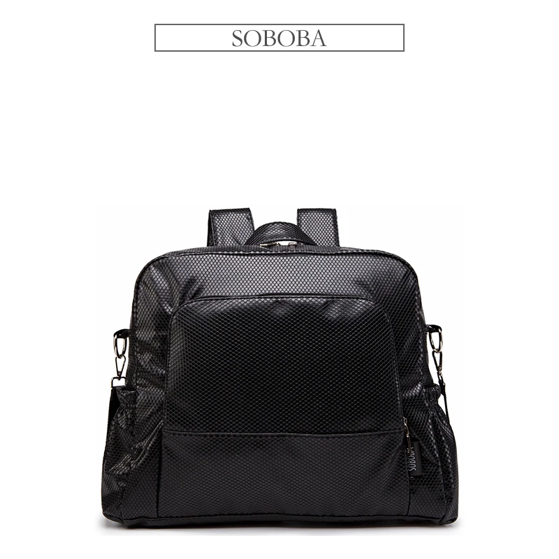 

Soboba Snake Pattern Diaper Bag Waterproof Large Capacity Backpack for Mother Black Nursing Changing Bag for Newborn Baby Travel