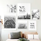 Настенная живопись, мост Нью-Йорка, черно-белые фото, постеры и принты в скандинавском стиле, настенные картины для декора гостиной