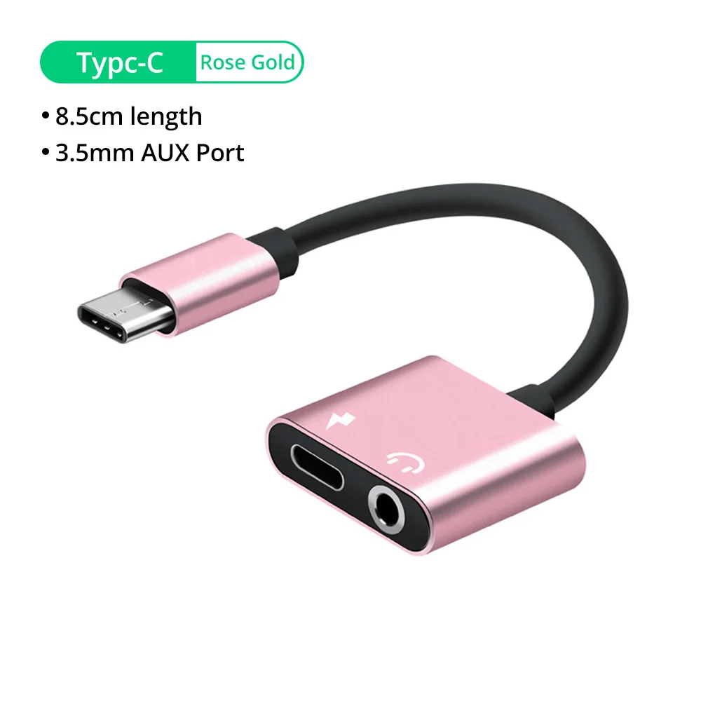 pink FONKNEN 2 в 1 usb type C до 3,5 мм конвертер USB-C адаптер для быстрой зарядки адаптер для наушников Разъем для наушников кабель для зарядки - Цвет: pink