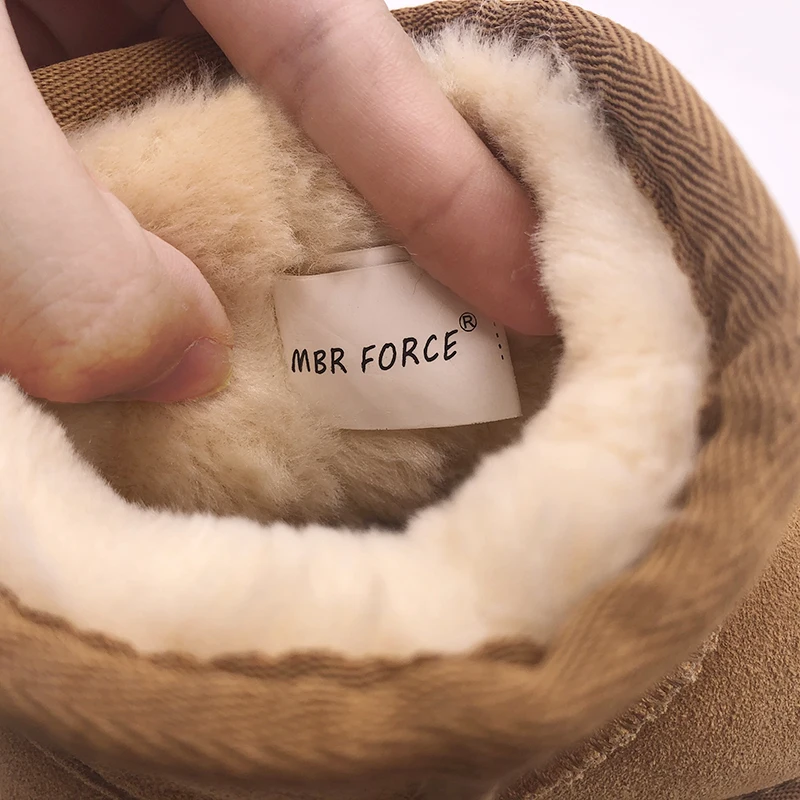 Модные детские теплые зимние ботинки MBR FORCE из натуральной кожи ботильоны для