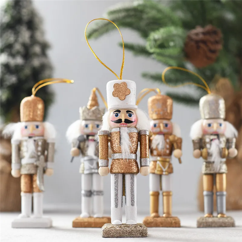 

Christmas New Creative Holiday Glitter 13CM Nutcracker Pendant Small Puppet Family Christmas Tree Decorations nn18