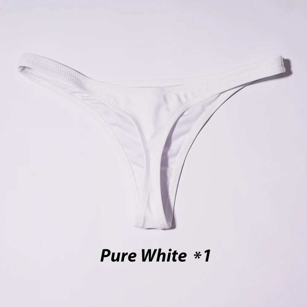 Pure White Распродажа Lunamy сексуальные купальники, бикини Для женщин дна однотонный Цвет бикини Трусы-стринги бразильские купальные трусики - Цвет: Pure White