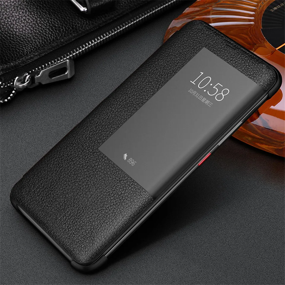 Роскошный умный флип чехол с окошком для сенсорного экрана Huawei Mate 20 Pro Lite телефона