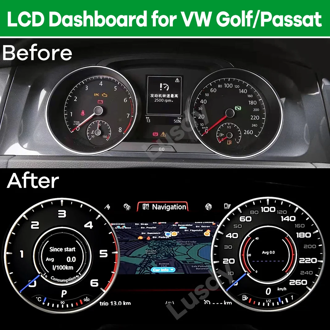 

Digital Dashboard Panel Virtual Instrument Cluster CockPit LCD Speedometer for Volkswagen VW Golf 7 R Golf7 MK7 GTi Passat B8 CC