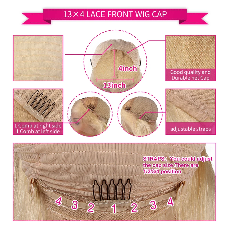 

LIght Pink 13X4 Lace Front Human Hair Wigs With Baby Hair Remy Hair Pre-plucked Wavy 13*4 Lace Wigs For Women