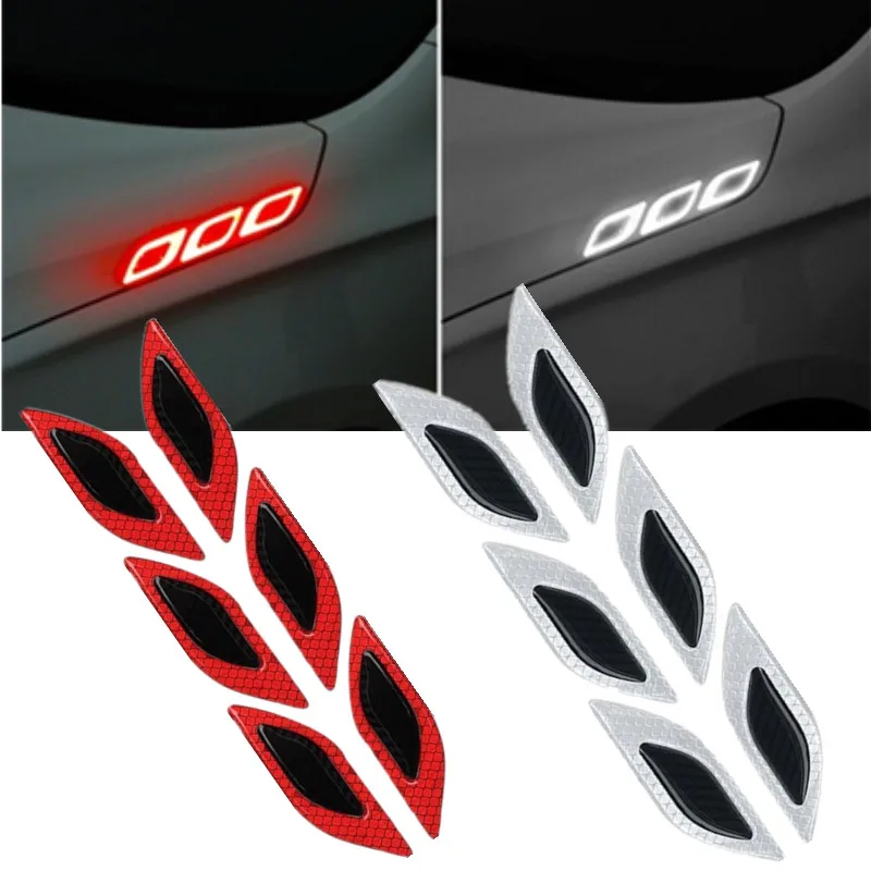 

6Pcs/Set Carbon Fiber Car Sticker Car Accessories Warning Decal Reflective Strips Decal Sticker For Car External Decoration
