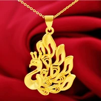 hi peafowl pendant women 24k yellow gold plated peacock necklace for female party jewelry with chain birthday gift long no fade