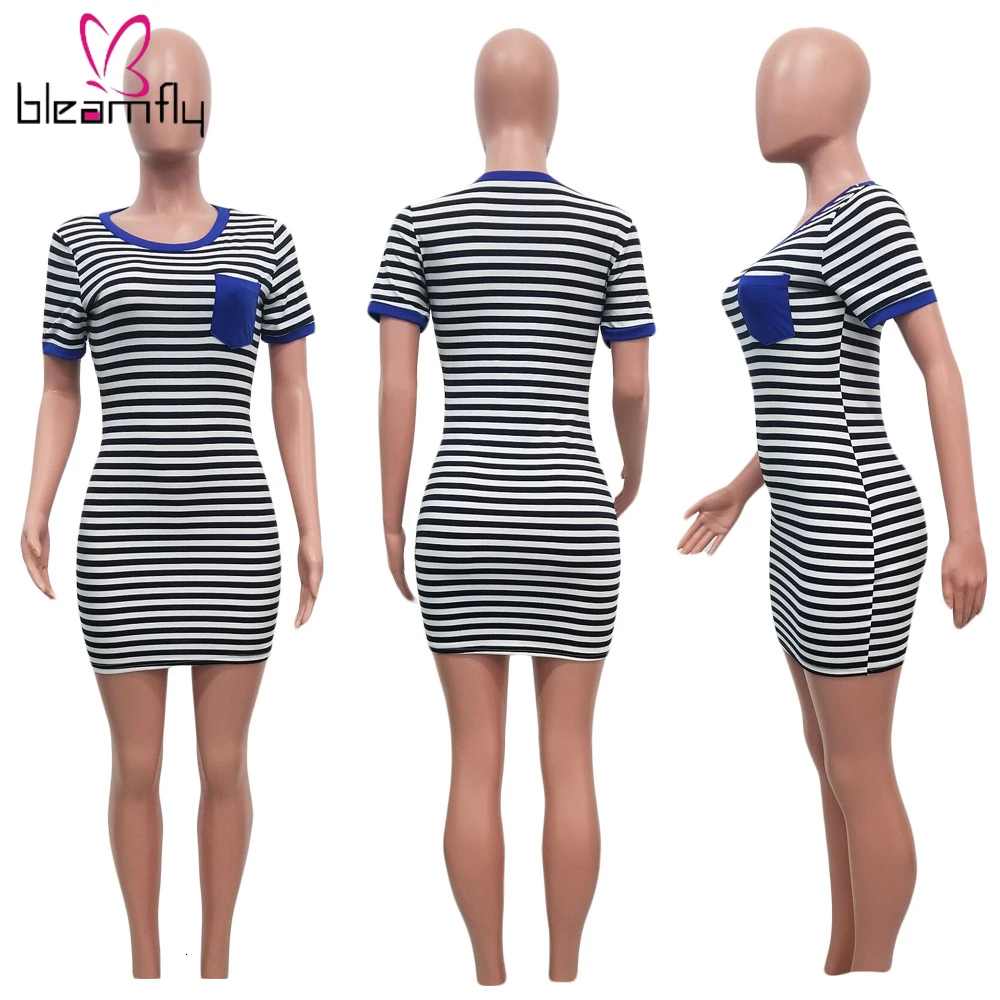 2019 летнее обтягивающее платье в полоску женское Повседневное с круглым вырезом и
