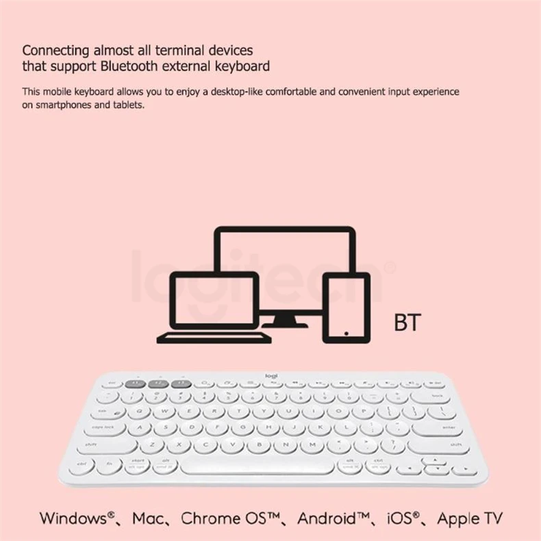 Беспроводная клавиатура logitech K380, Bluetooth, портативная, ультра тонкая, мини, бесшумная, многофункциональная, клавиатура для ПК, ноутбука, планшета, Android, IOS