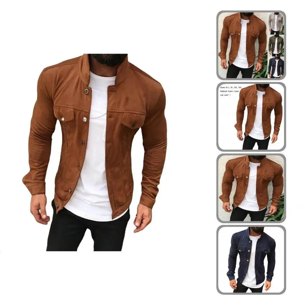 

Мужская Повседневная теплая однотонная куртка, облегающее мужское пальто, однобортное рабочее пальто